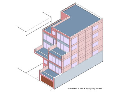 Axonometric of the proposed exterior of the property.