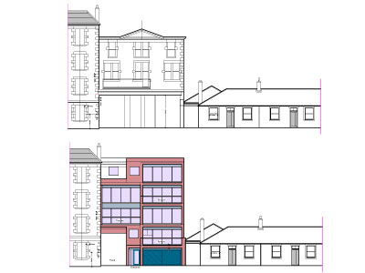 Axonometric of the proposed exterior of the property.